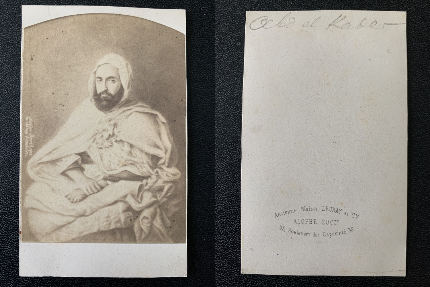 Alophe, Paris, Emir Abdelkader Vintage Albumen Print CDV.Abdelkader ibn Muhied Alophe, Paris, Emir Abdelkader Vintage Albumen Print CDV.Abdelkader ibn Muhied