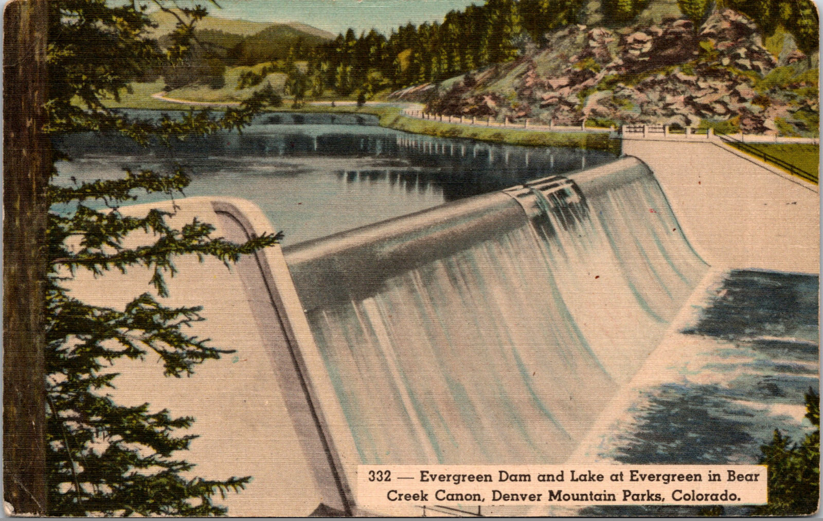 Postcard Evergreen Dam and Lake Evergreen, Bear Creek Canon, Colorado Unposted