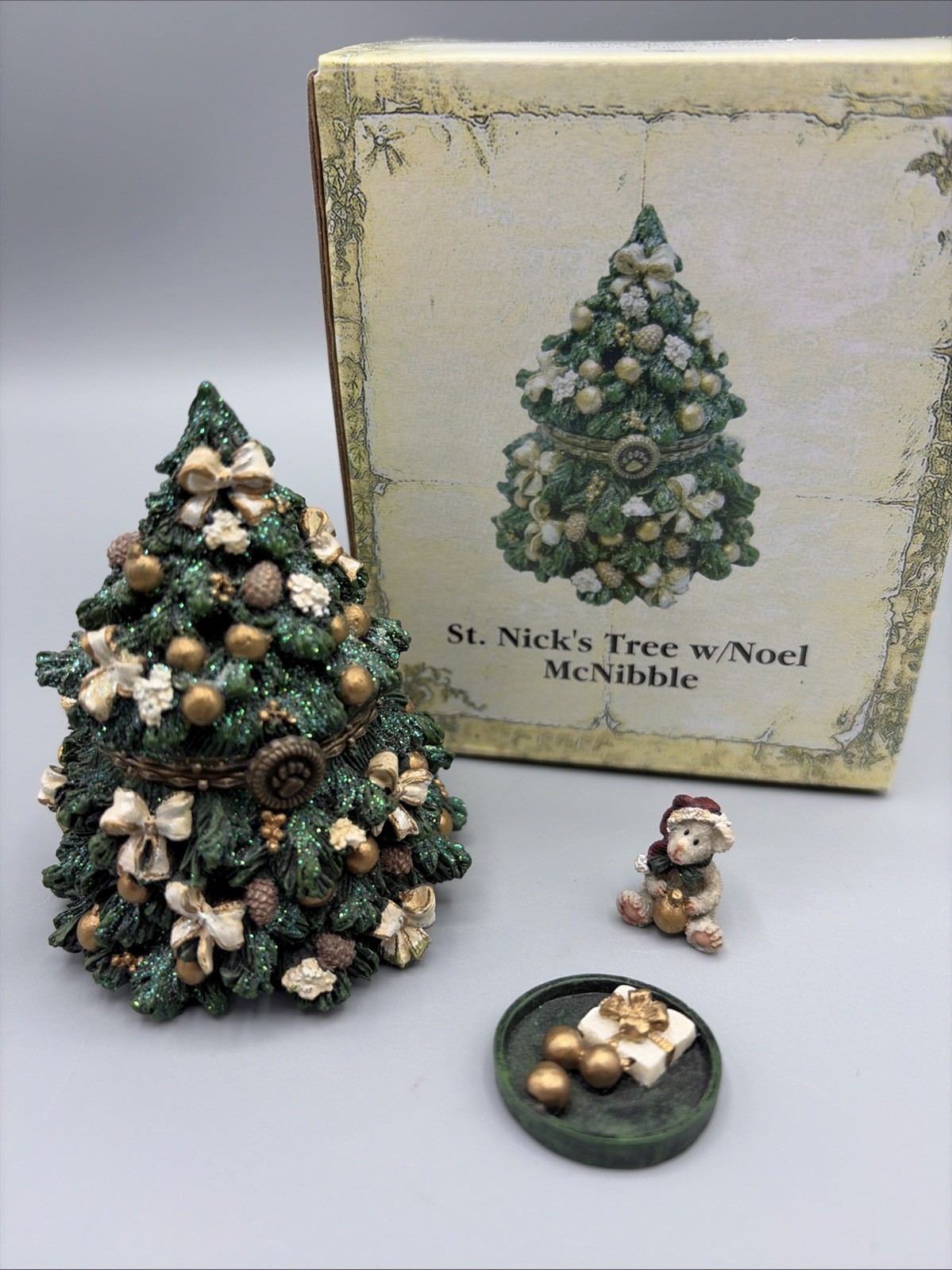 Boyds Bears Treasure Box St. Nick\'s Tree w/ Noel McNibble Trinket Box
