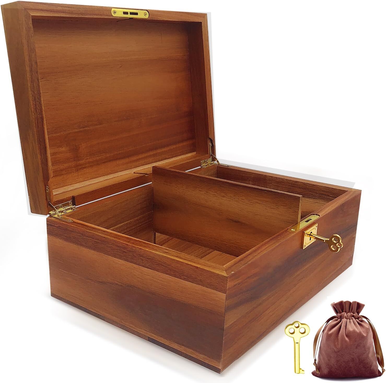 Wood Box Large Decorative Wooden Storage Box with Hinged Lid and Locking Key Pre Wood Box Large Decorative Wooden Storage Box with Hinged Lid and Locking Key Pre