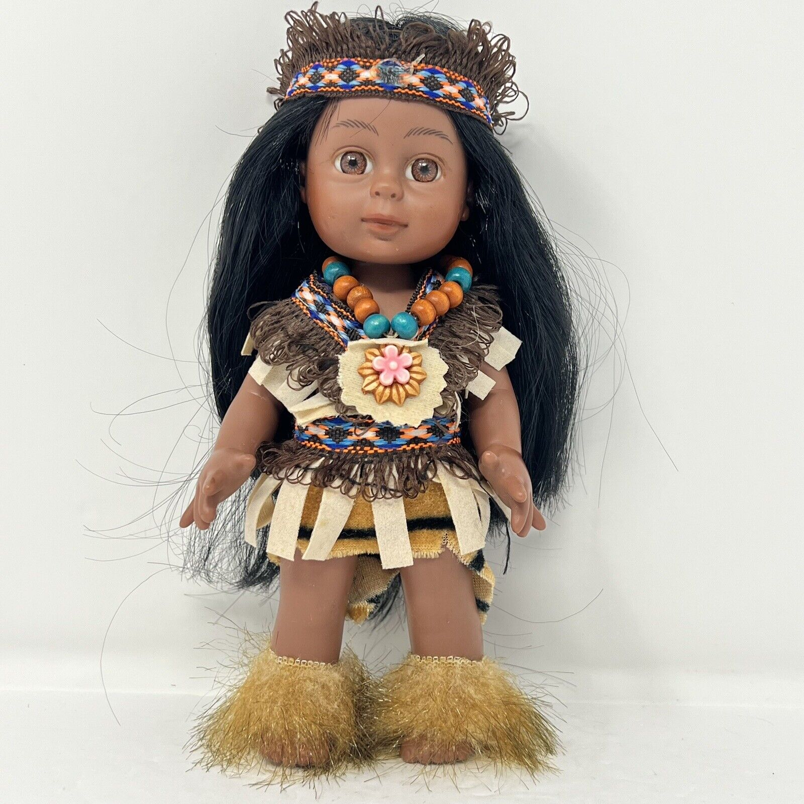 Vintage Native American Doll Rare Collectible  hard plastic in Handmade  Costume