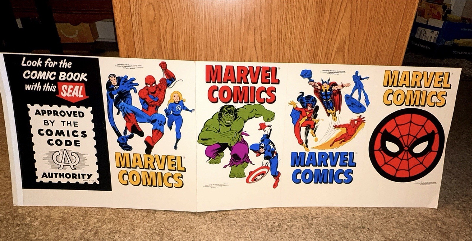 1981 Marvel Comics Vintage Store Advertising Display Topper Spider-Man Hulk RARE