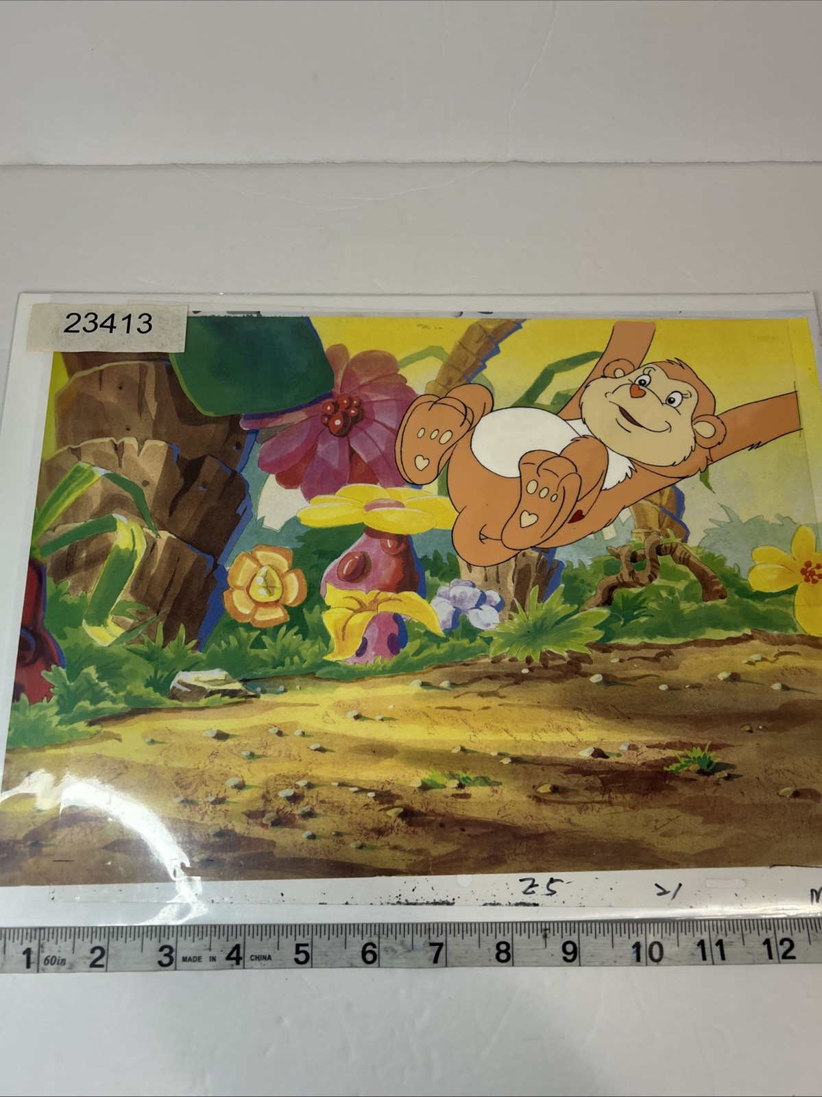 CARE BEARS animation Cel Playful Monkey Vintage 80’s With Certificate COA CARE BEARS animation Cel Playful Monkey Vintage 80’s With Certificate COA