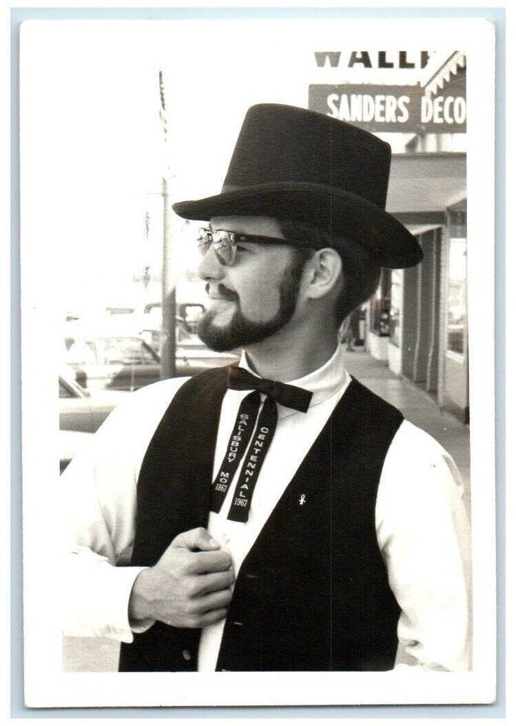 1867-1967 Centennial Man In Hat Tie Salisbury Missouri MO RPPC Photo Postcard