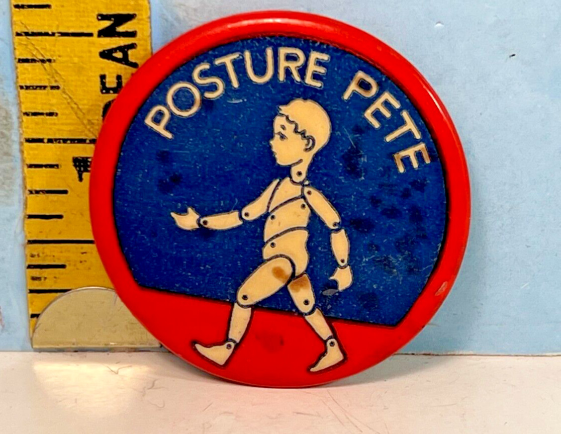 Vintage Rare Posture Pete Pinback Button 1-5/8 Vintage Rare Posture Pete Pinback Button 1-5/8