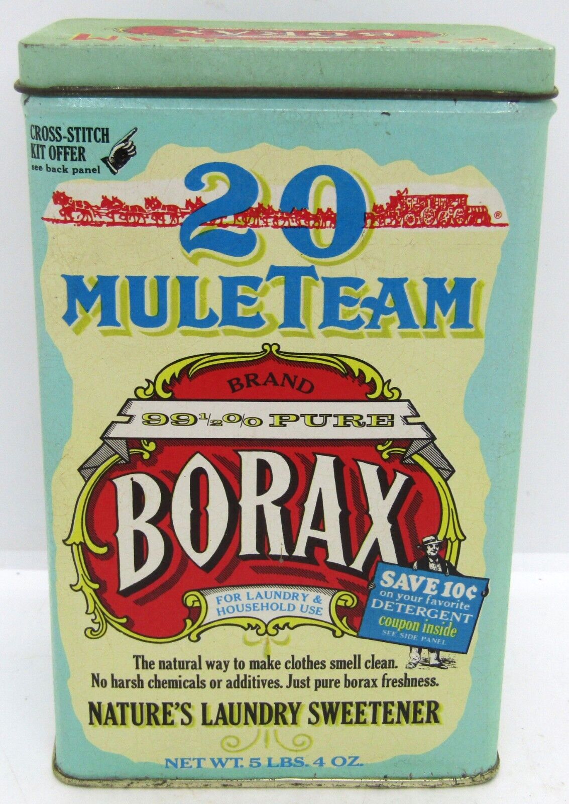Vintage Bristol Ware 20 Mule Team Borax Tin Box. Measures 7