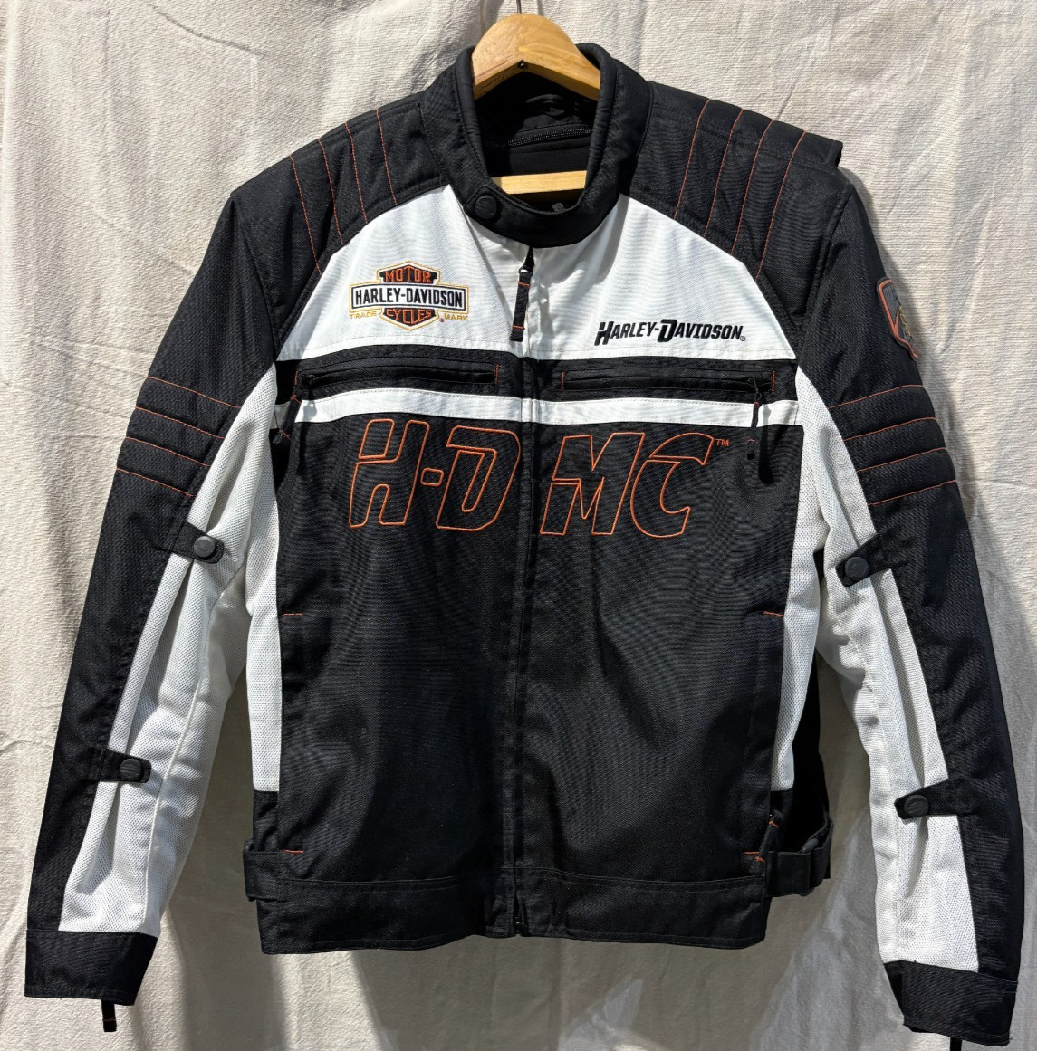 Harley-Davidson Genuine MotorClothes  Black Jacket Orange/White Stripe XL