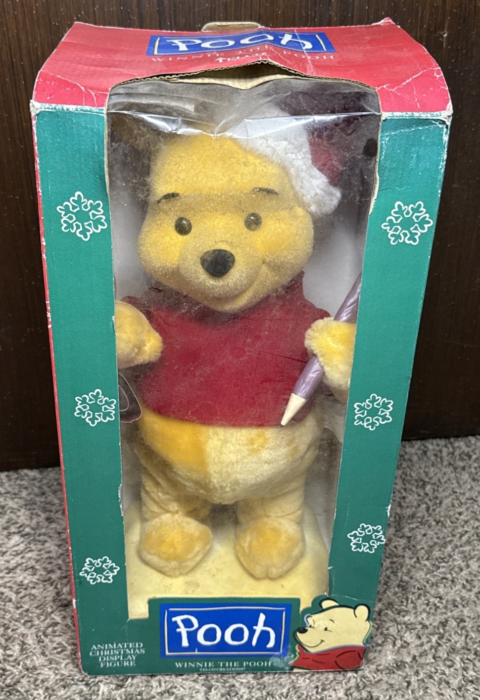 NEW Vintage Winnie the Pooh Animated Christmas Display Figure Disney Telco WORKS