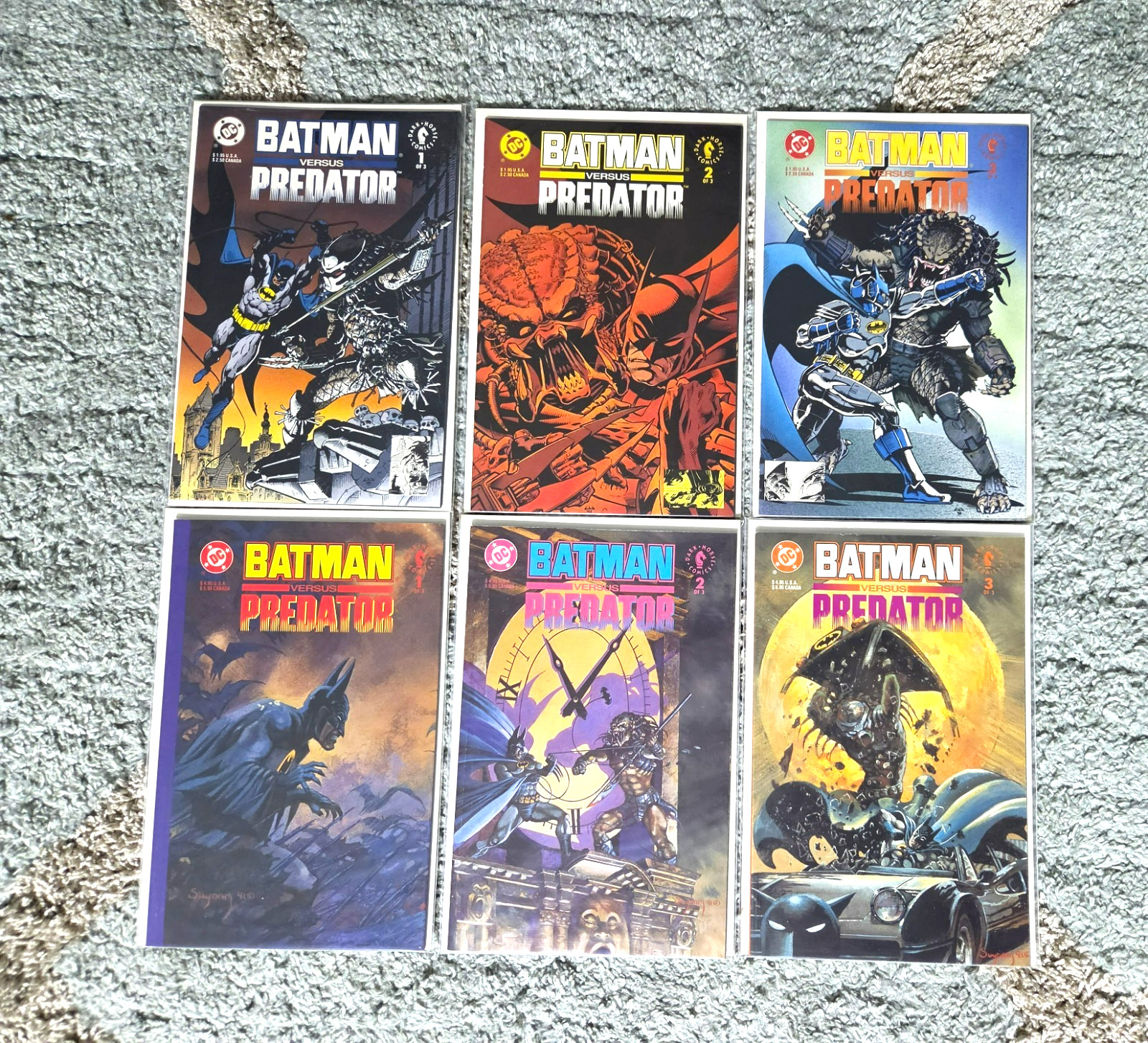 BATMAN vs PREDATOR #1-3 Both Editions 6 books 1991  DC Dark Horse NM+ UNREAD