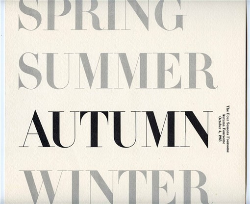 The Four Seasons Autumn Foursome Dinner Menu New York City 1983