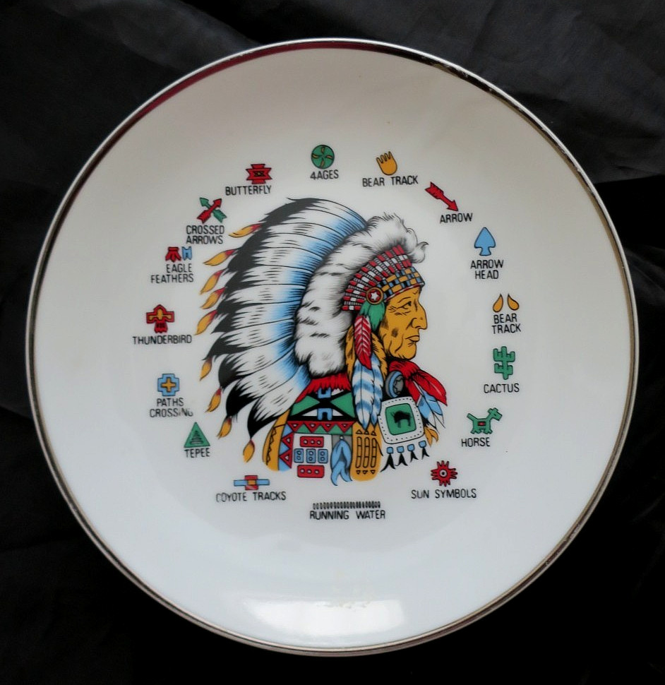Vtg Native American Chief Spirit Symbols Fairway Plate side 7 1/4\