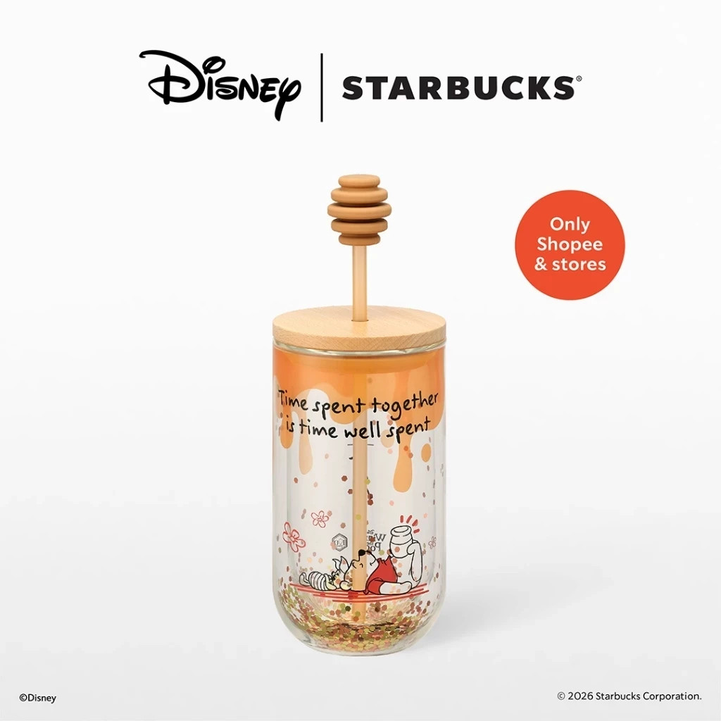 Starbucks  Winnie The Pooh 16oz Double Wall Piglet Glass Cold Cup