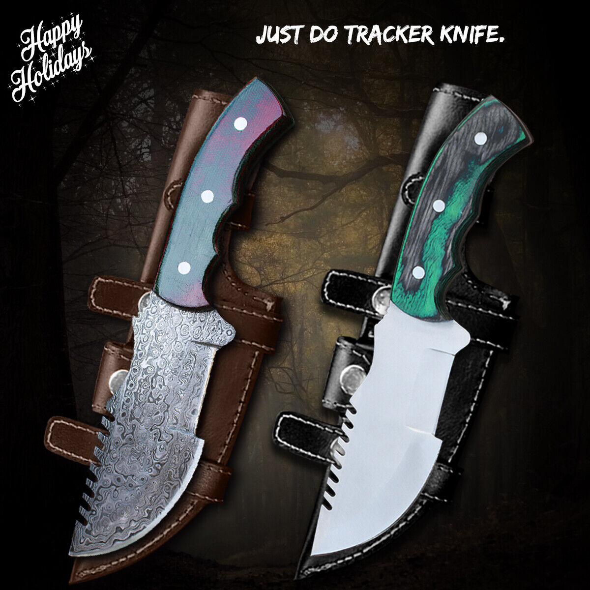 TRACKER® Stainless Steel Tracker Knife 2 pcs Set, Survival & Outdoor Knife Set