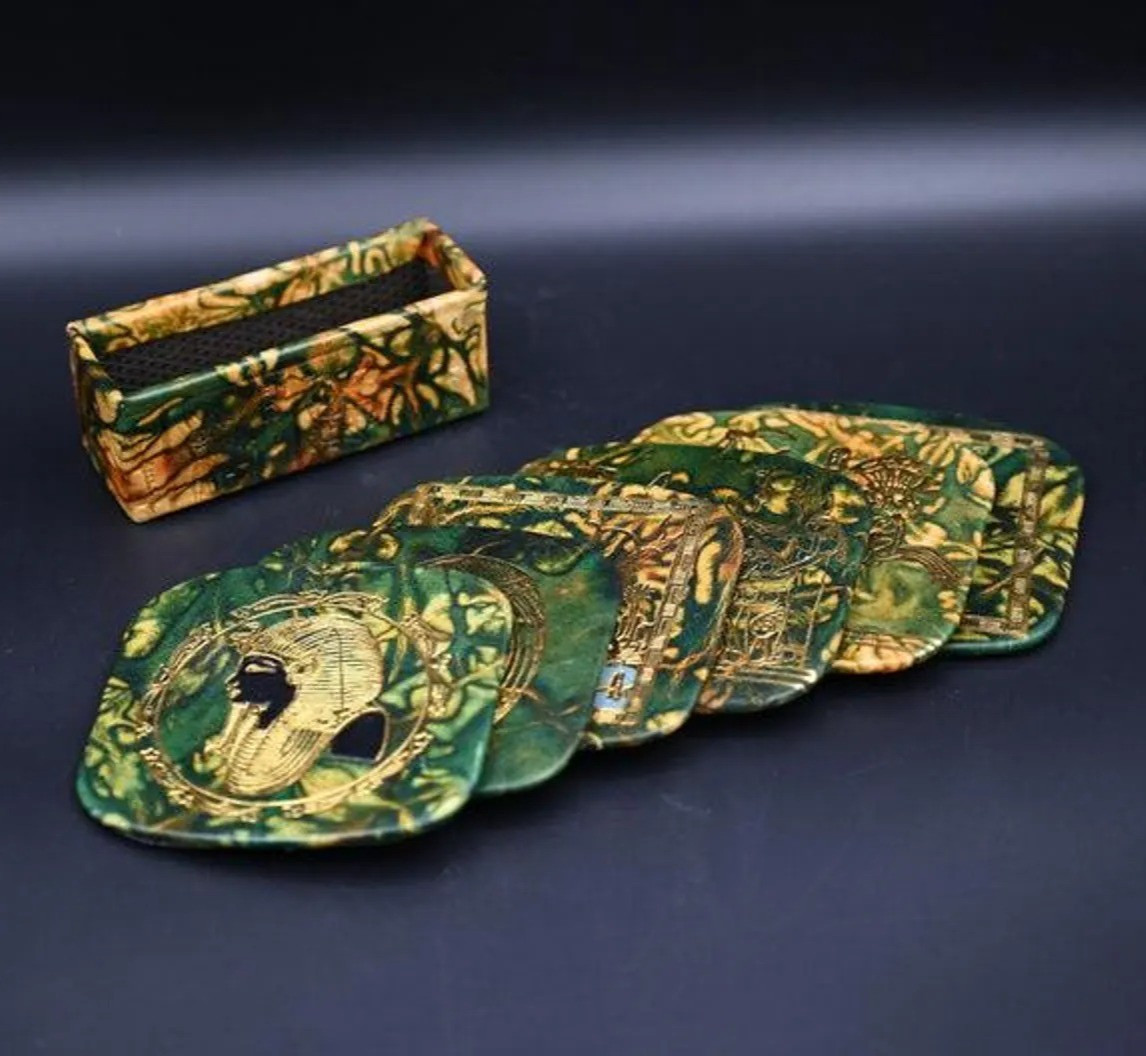 Rare Authentic Ancient Egyptian Antiquities Green Stone coasters Egyptian BC
