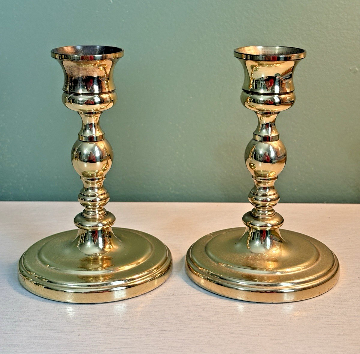 Baldwin Brass Candlestick Pair 5\ Baldwin Brass Candlestick Pair 5\