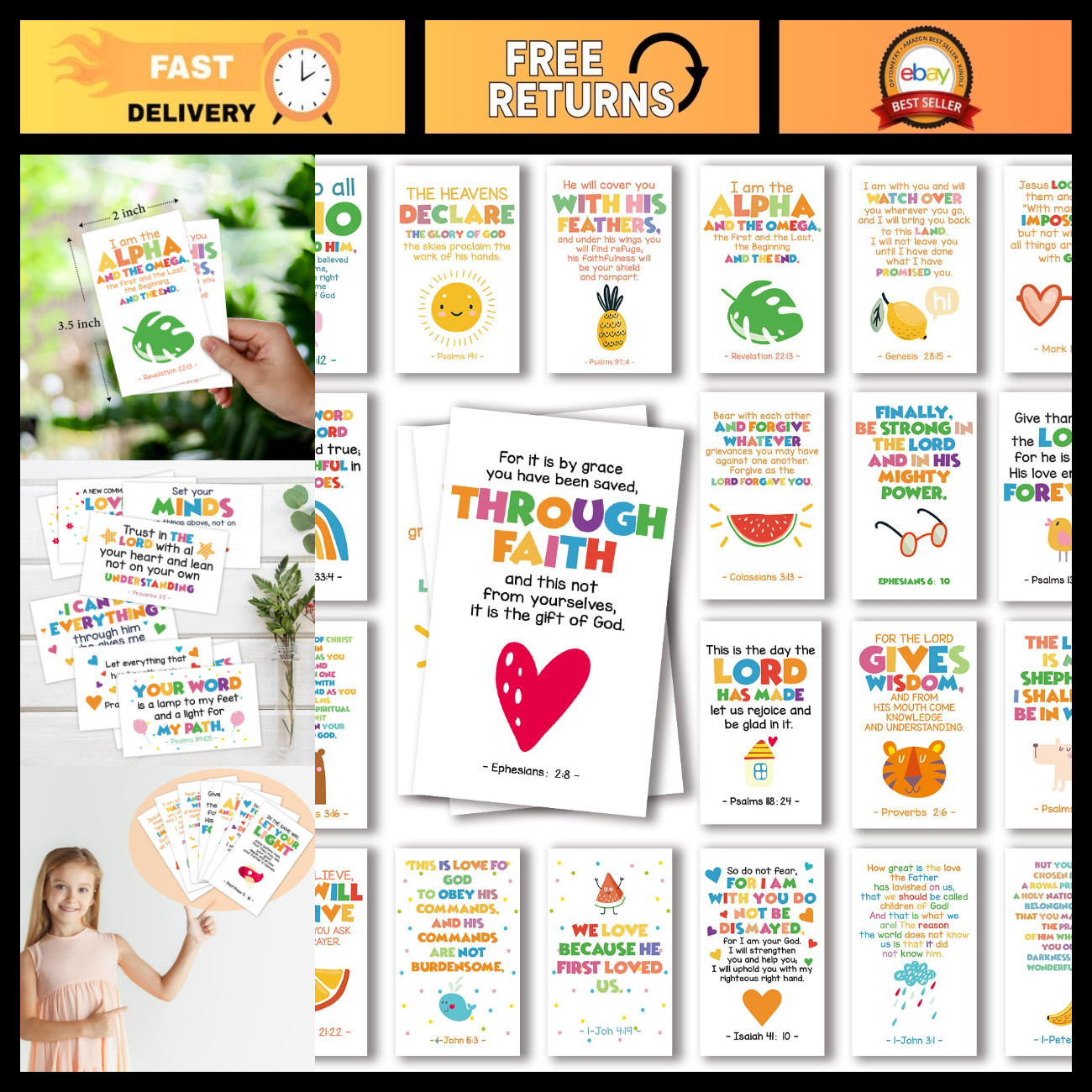 60 Mini Scripture Prayer Cards - Bible Verses for Kids, Inspirational Religious 60 Mini Scripture Prayer Cards - Bible Verses for Kids, Inspirational Religious