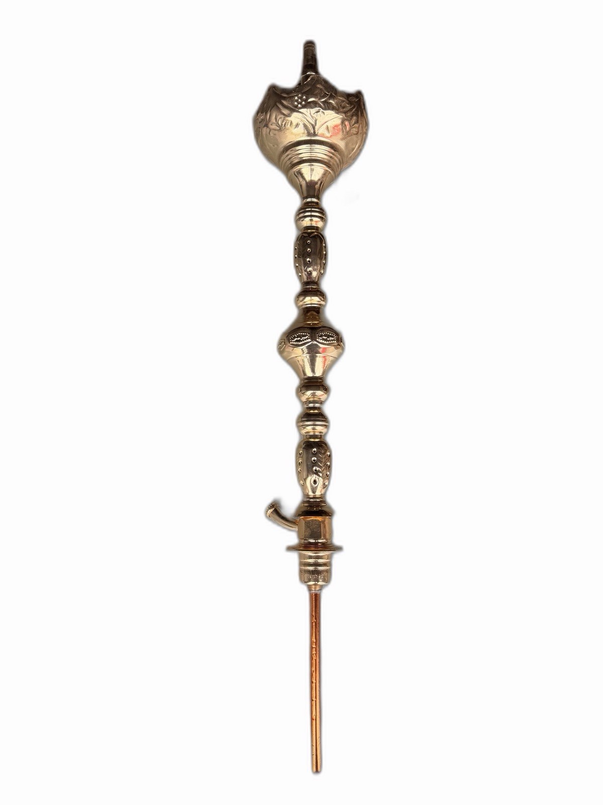 37” Khalil Mamoon Hookah Stem Only Gold Brass Ornate Tray Egyptian Handmade NEW