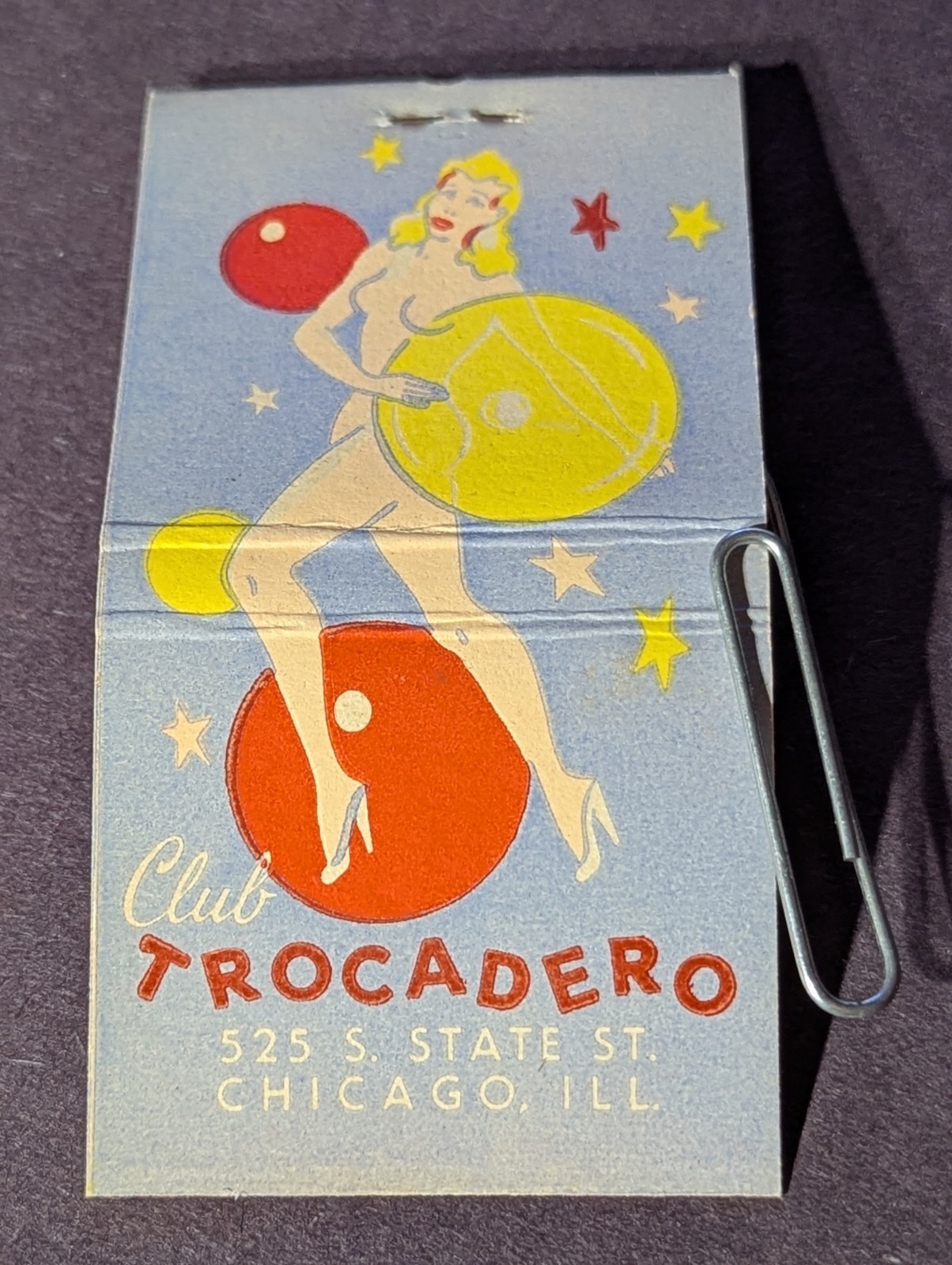 Full Length-Girlie Feature Matchbook from the CLUB TROCADERO/Chicago /Burlesque 