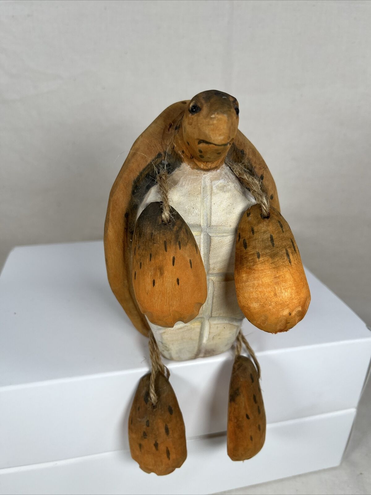 Wooden Sea Turtle Shelf Sitter Figurine 7”