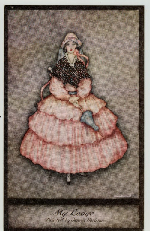 Artist Jennie Harbour Vintage Tuck`s Postcard - \'My Ladye\'