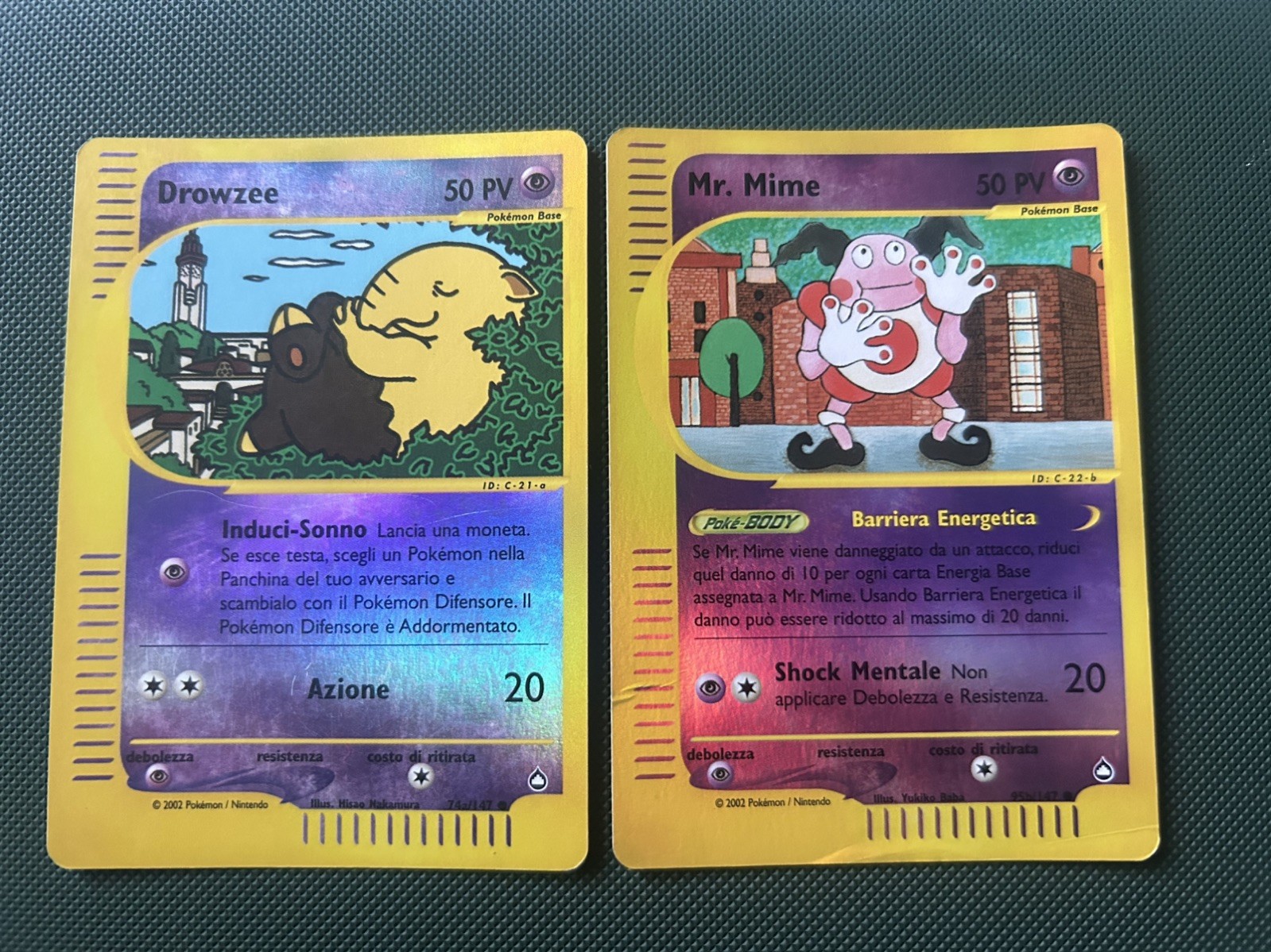 Drowzee 74a/147 & Mr. Mime 95b/147 Reverse Holo Aquapolis Lot 🇮🇹 ITALIAN