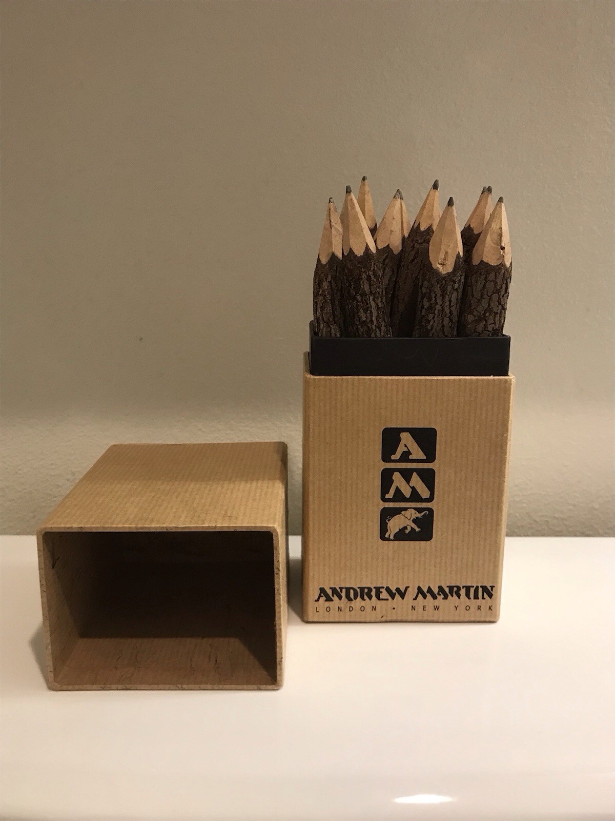 Andrew Martin London New York 13 Rustic Twig Pencils Desk Set Original Box