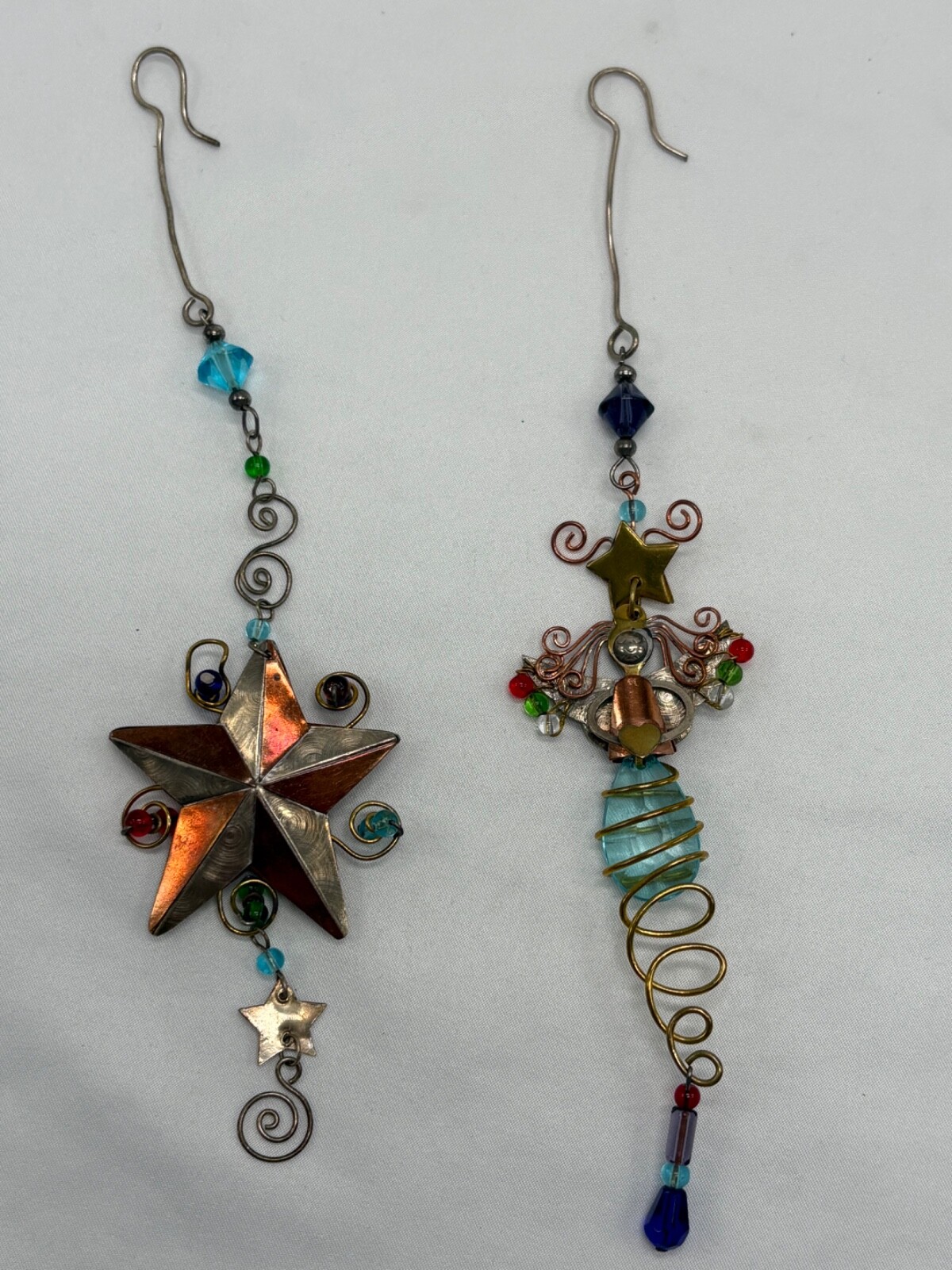 Chico’s Brass Tri Metal Beaded Angel & Star Christmas Ornaments