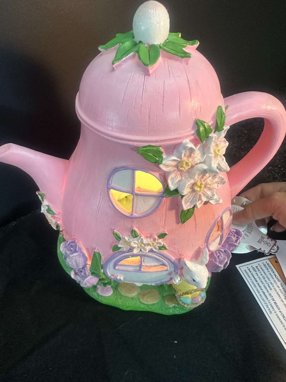 SPRING GATHERINGS LED Light Up Teapot House Easter Decor 10
