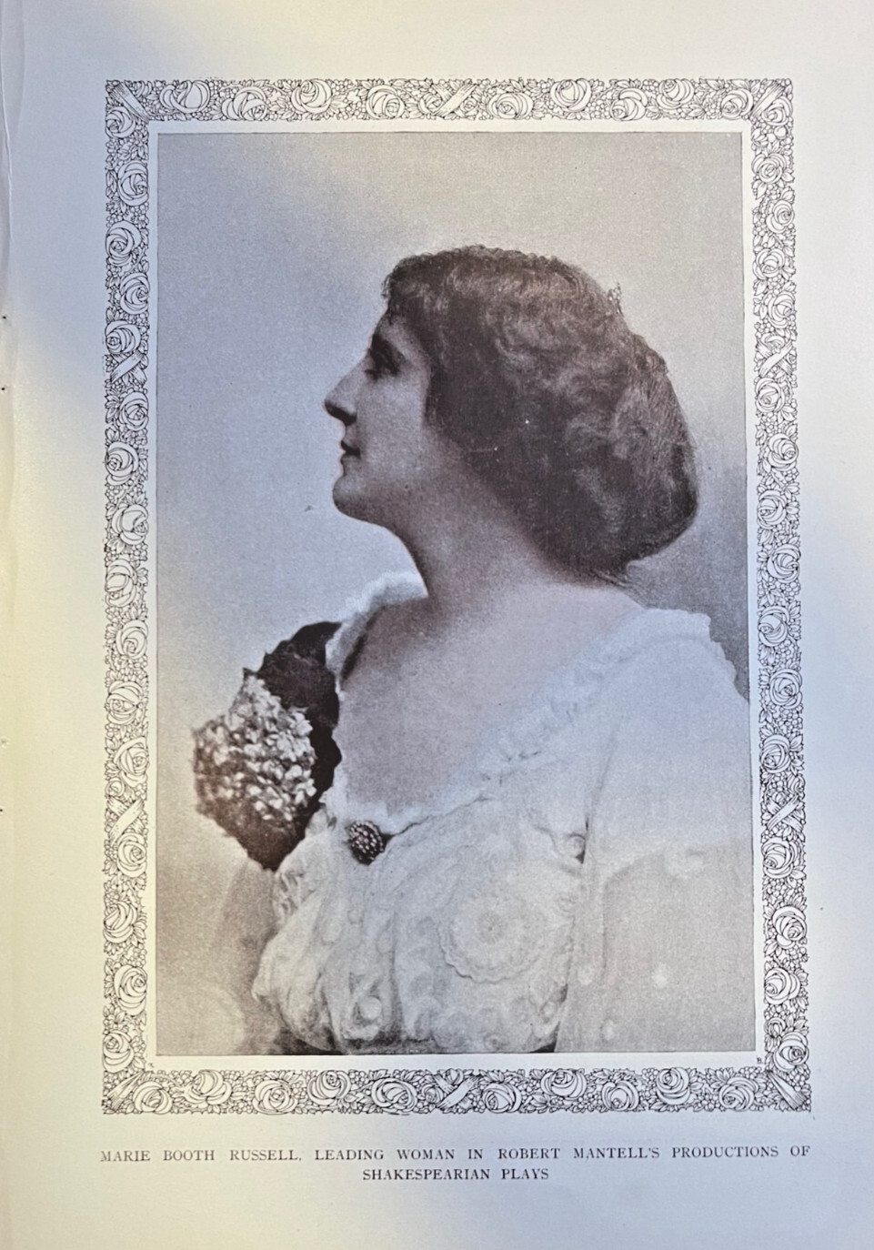 1907 Vintage Magazine Illustration Actress Marie Booth Russell