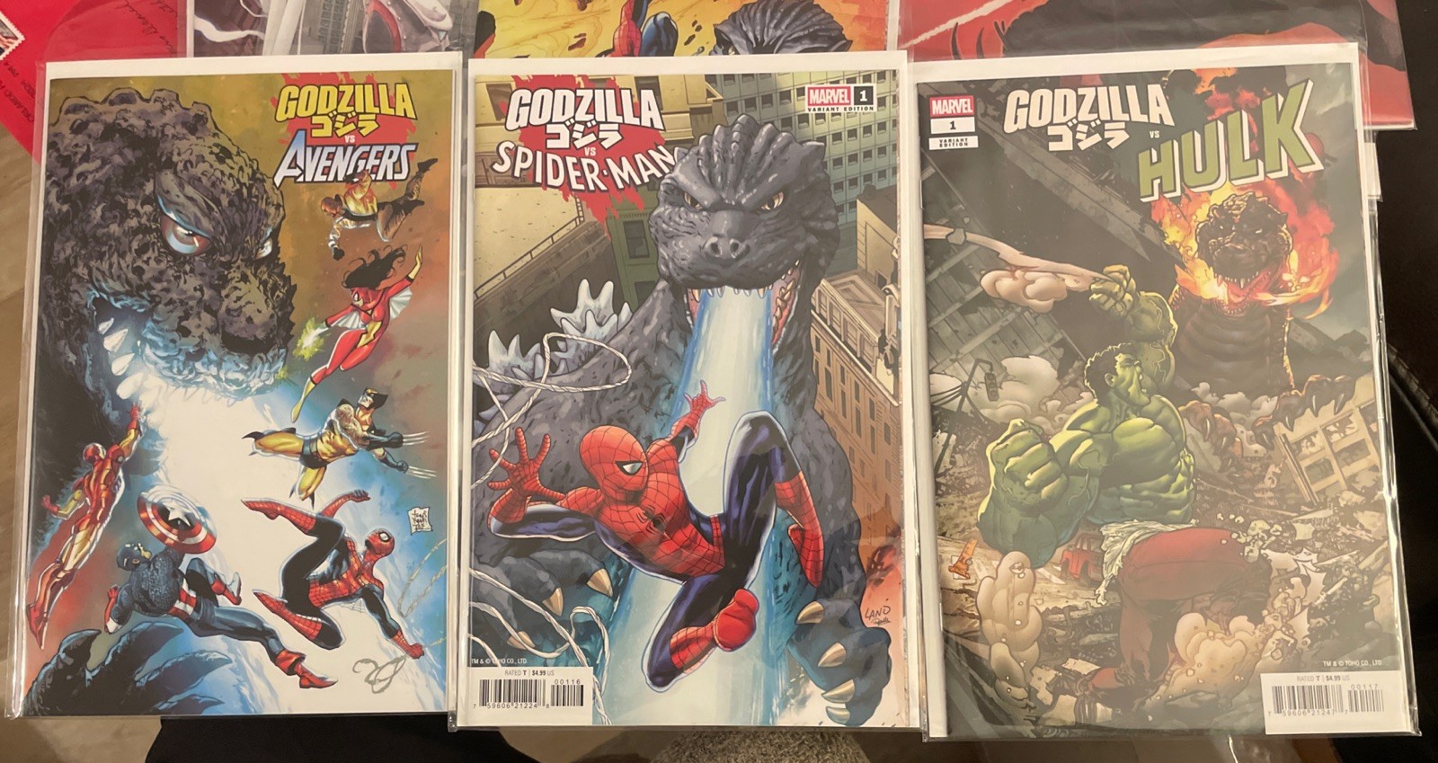 Godzilla Vs. Spider-Man 1:25 Variant ,Vs. Avengers & Hulk 1:25 3 Book VariantLot Godzilla Vs. Spider-Man 1:25 Variant ,Vs. Avengers & Hulk 1:25 3 Book VariantLot