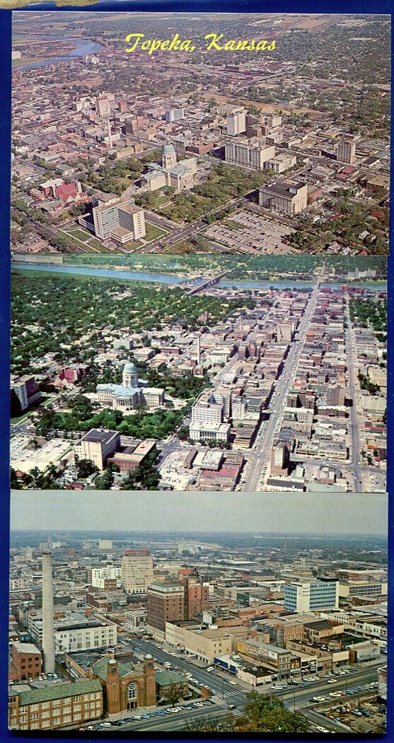 Lot of 3 Aerial Air Views of Topeka Kansas chrome Postcards