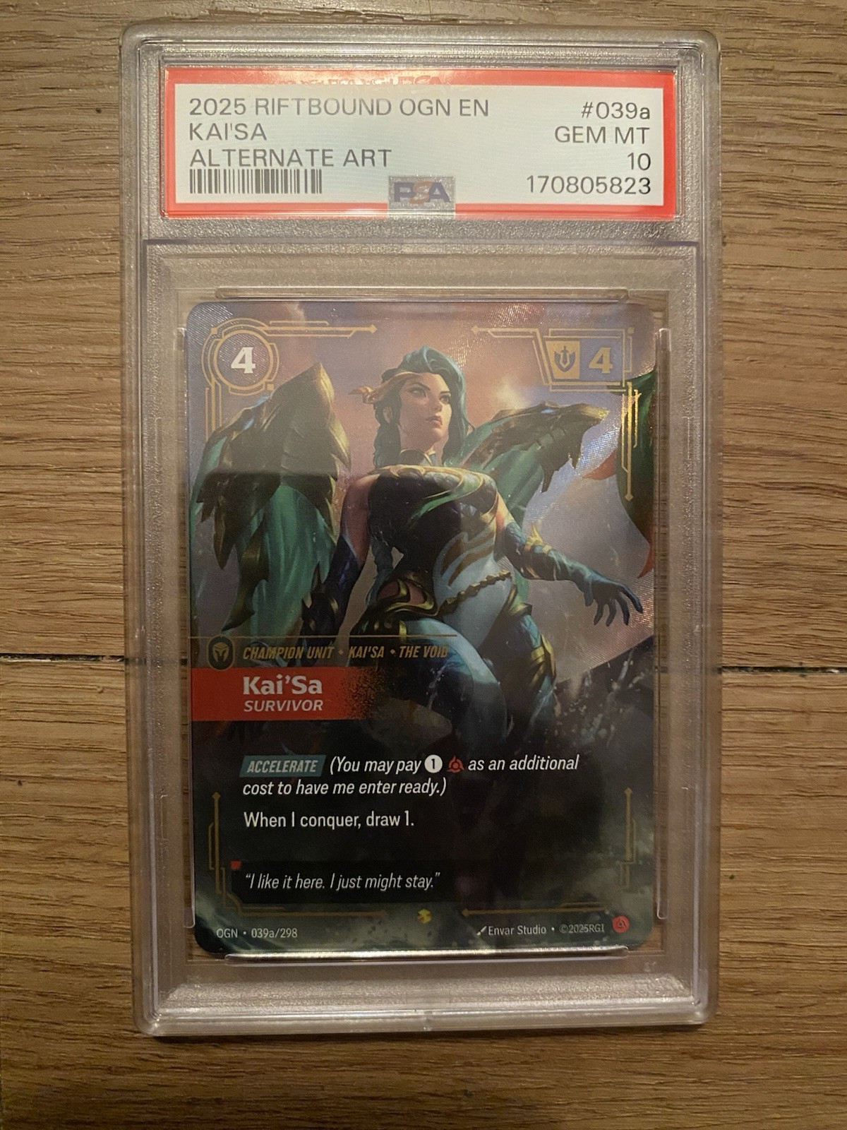 2025 RIFTBOUND: LEAGUE OF LEGENDS OGN-ORIGINS #039A KAI'SA - SURVIVOR PSA 10