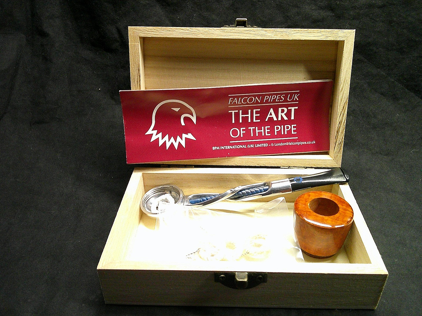 ✔️NEW FALCON PIPE BRIAR SMOOTH BOWL #AN 11 DARK BLUE SHILLELAGH STEM BOX -A