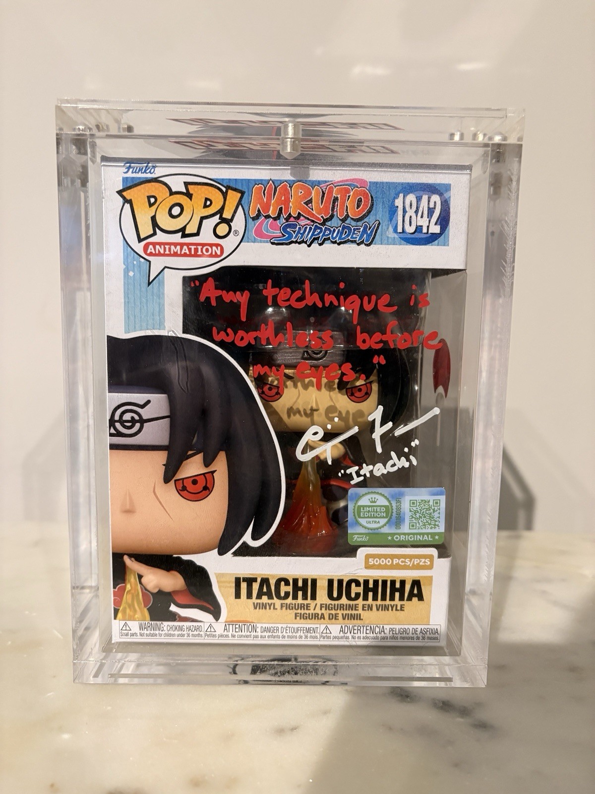 Funko Pop Itachi #1842 LE Signed & Quoted W/Custom Armor & Streamily COA