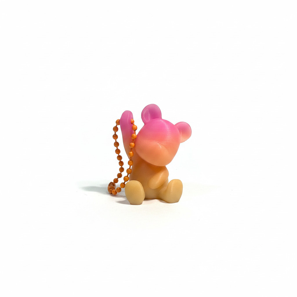 Bear Keychain Pink Gradient 3D Printed Bag Charm Unique Gift