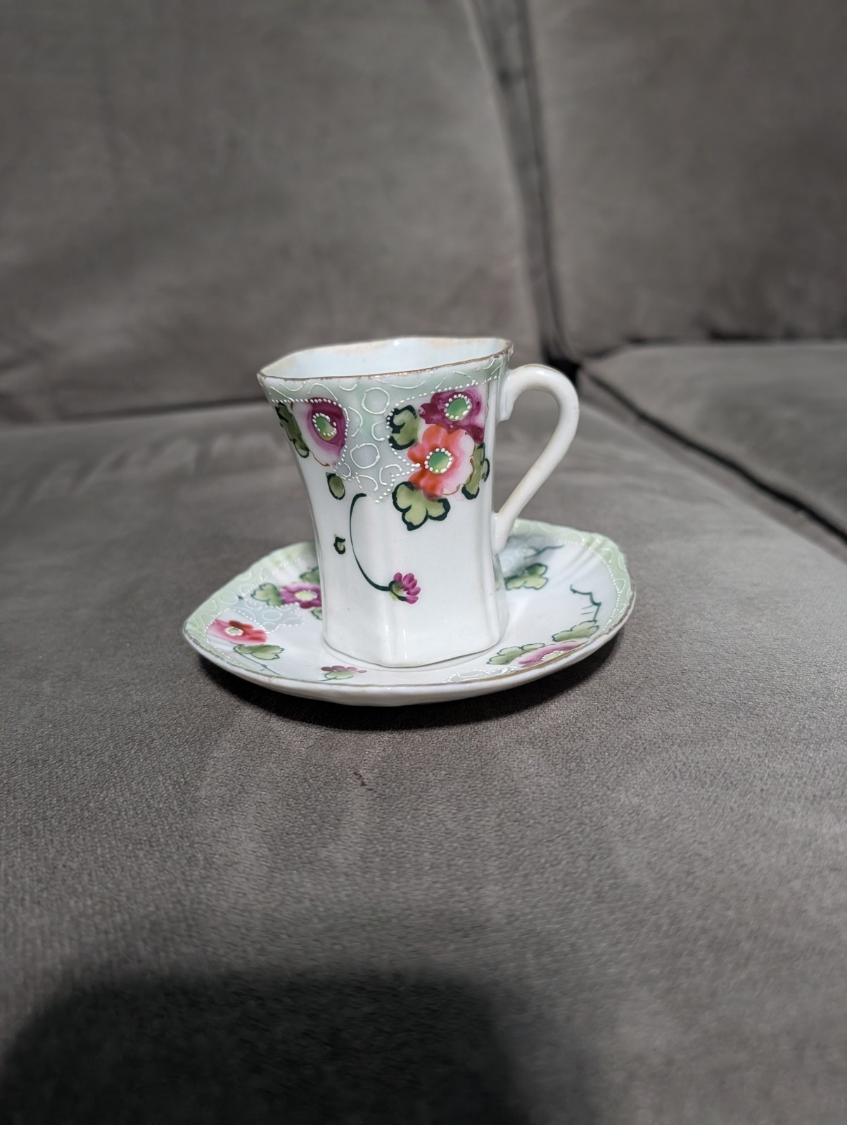 5 Sets Antique Japanese Thin Porcelain Cups & Saucers Floral