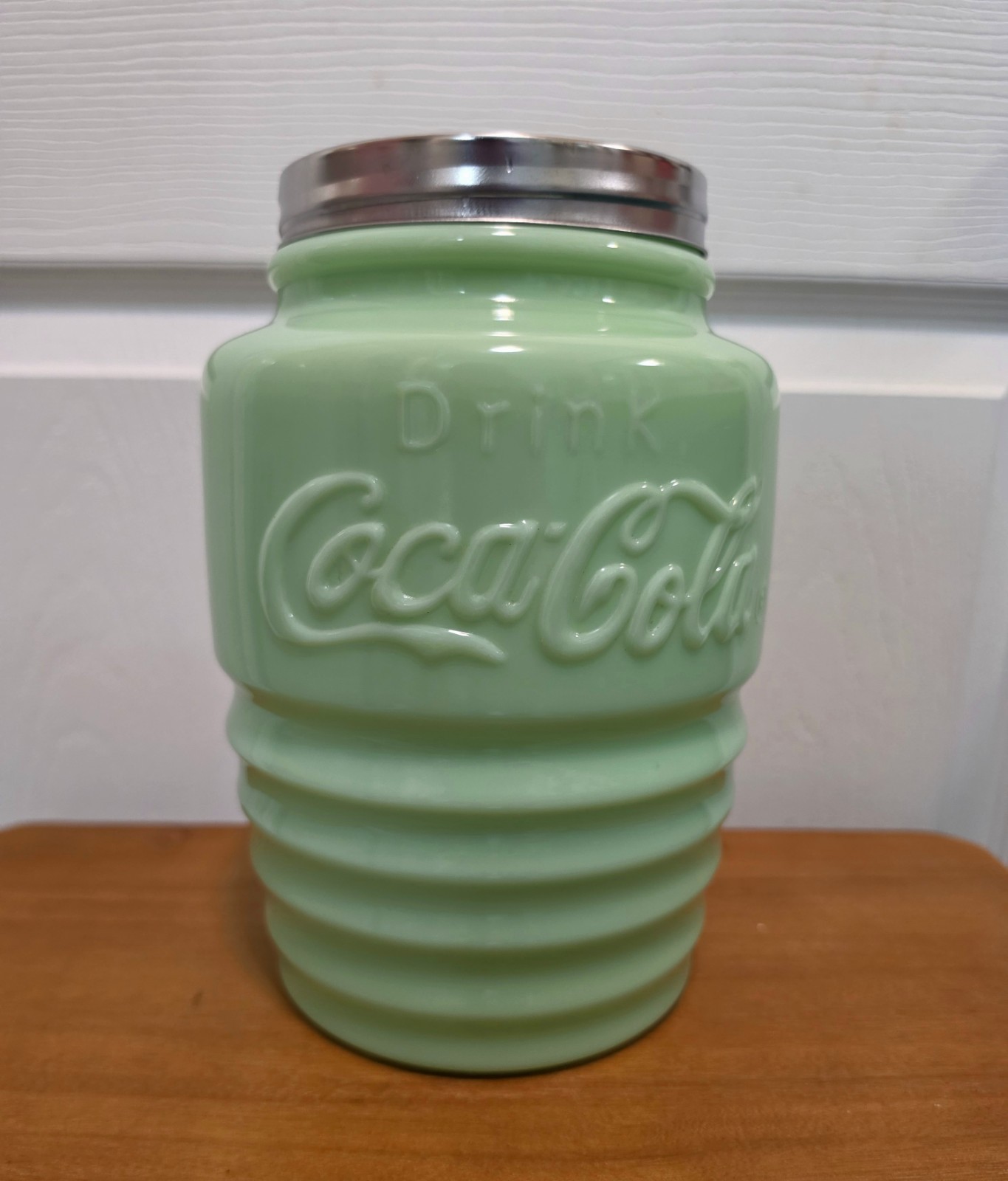  Vintage-style Coca-Cola Jadeite glass cookie jar Without Box