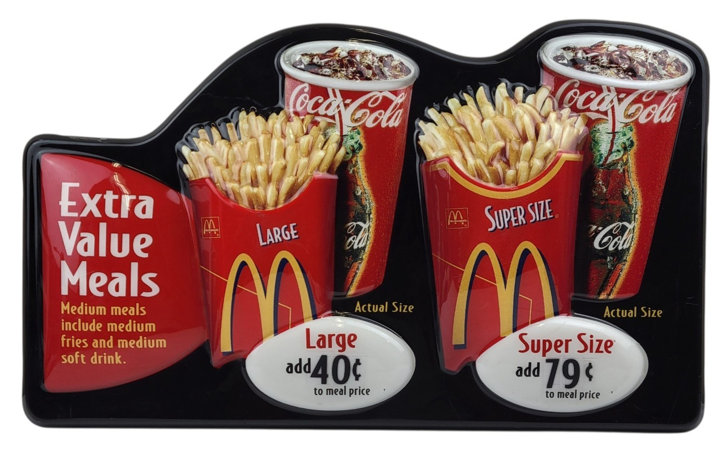 2002 McDonald\'s Super Size Coca-Cola Drive-Thru Menu Board Panel 3D Display Sign 2002 McDonald\'s Super Size Coca-Cola Drive-Thru Menu Board Panel 3D Display Sign