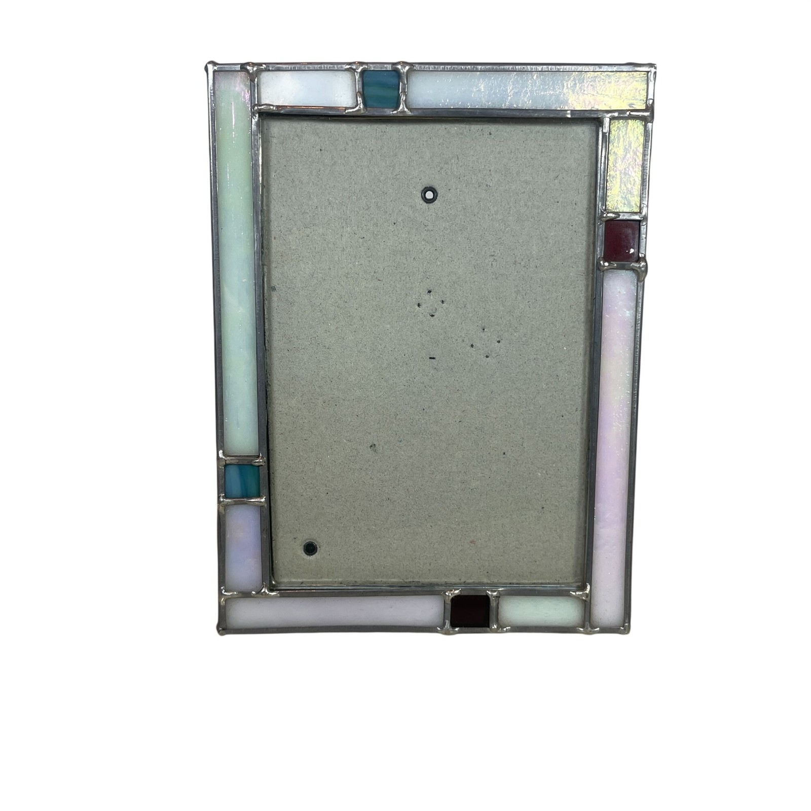 Vintage Fetco Iridescent Stained Glass Photo Frame Mission Arts and Crafts Style Vintage Fetco Iridescent Stained Glass Photo Frame Mission Arts and Crafts Style