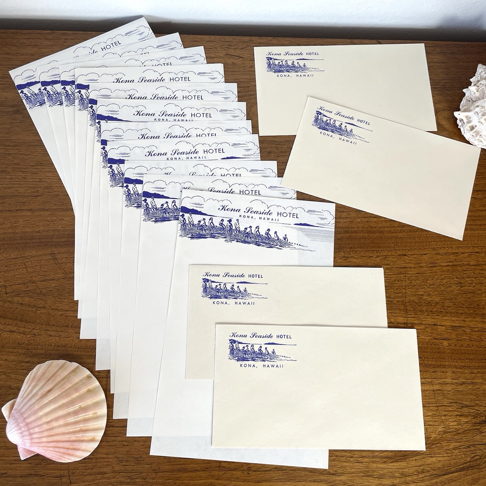 Vintage Kona Seaside Hotel Hawaii Stationary 15 sheets & 4 envelopes Ephemera