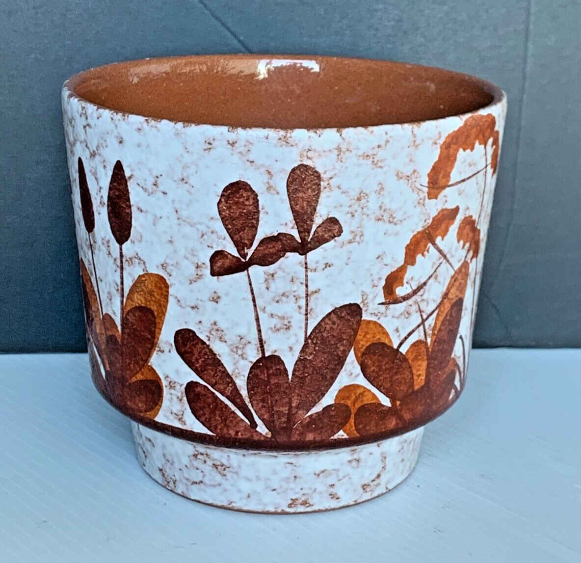 Vintage Fat Lava Pottery Planter Flower Pot Vase Made in West Germany Brown 6\