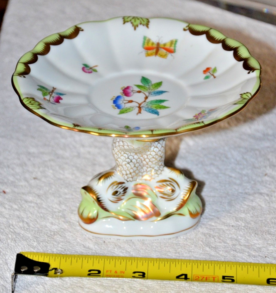Vtg Herend Porcelains Koi  Dolphin Compote Dish Tray.