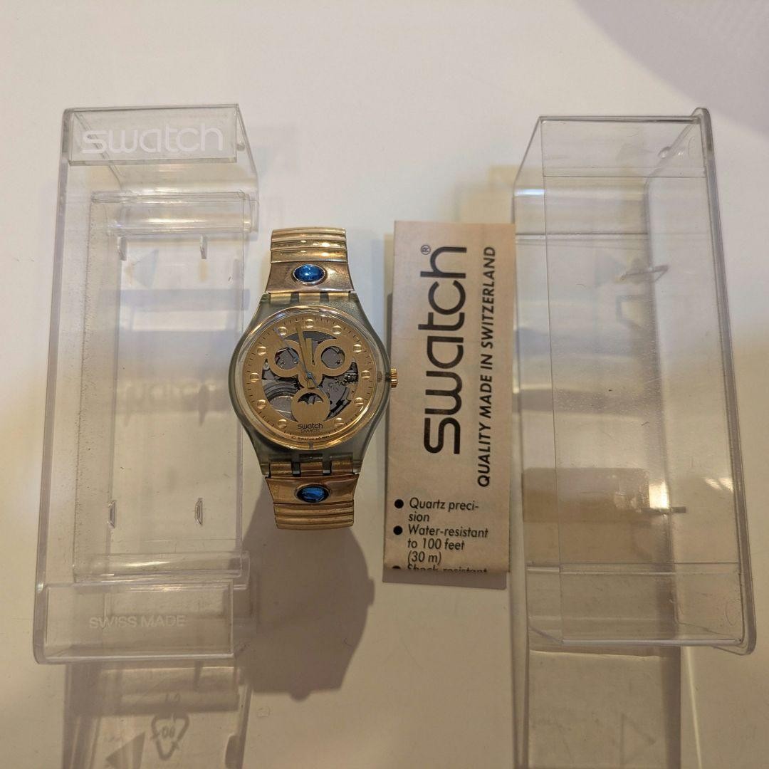 swatch Wristwatch Skeleton Unisex Gold