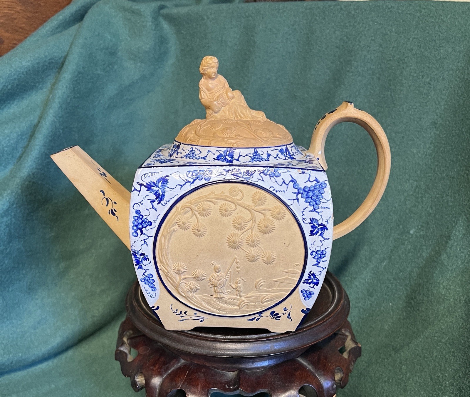 Antique Spode Regency Box Caneware  Early Mark 1805 Chinoiserie Teapot