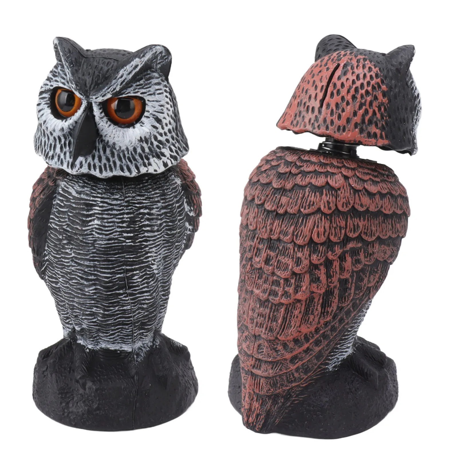 Fake Owl Decoys to Scare Birds Away, Rotating Head Plastic Owl Bird