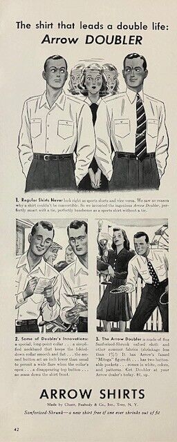 Rare 1941 Original Vintage Arrow Shirts Mens Fashion Clothing Suit Advertisement