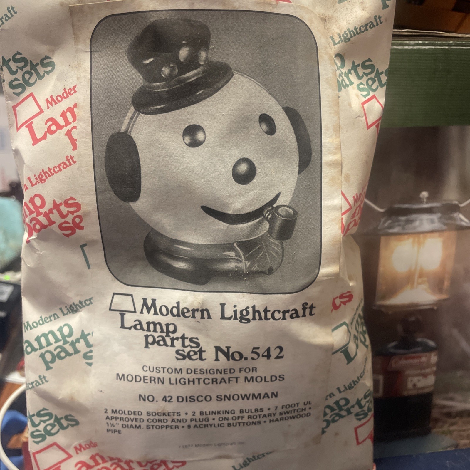 VTG 1977 Modern Lightcraft Lamp parts Set No. 542 Disco Snowman Mold 42 complete