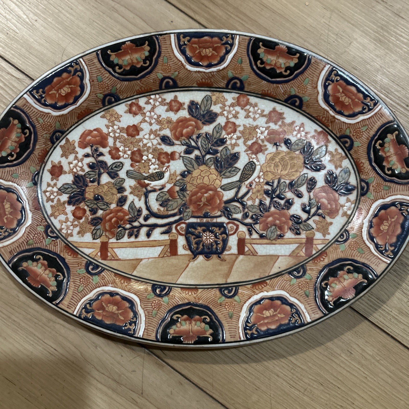 Vintage Asian Decorative Platter Floral & Bird Motif