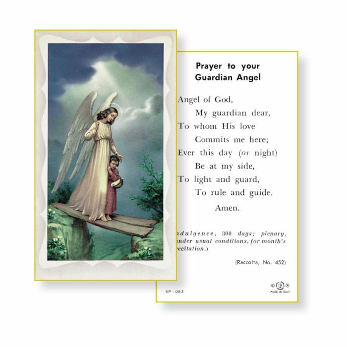 Guardian Angel with Girl & Guardian Angel Prayer  - Paperstock Holy Card
