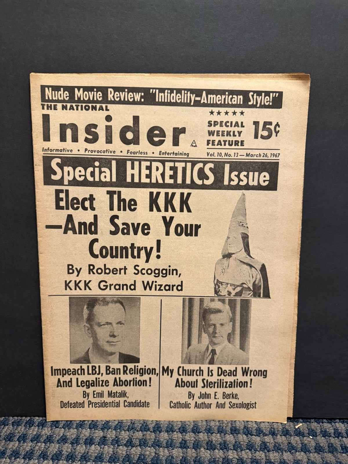 1967 The National Insider Newspaper, Elect KKK and Save Your Country  (VRN10L)